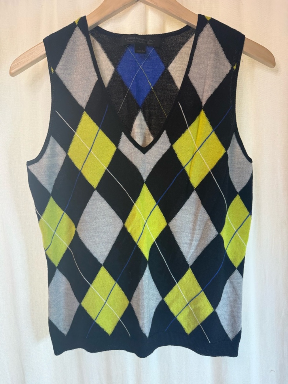 Express Argyle Wool Vest